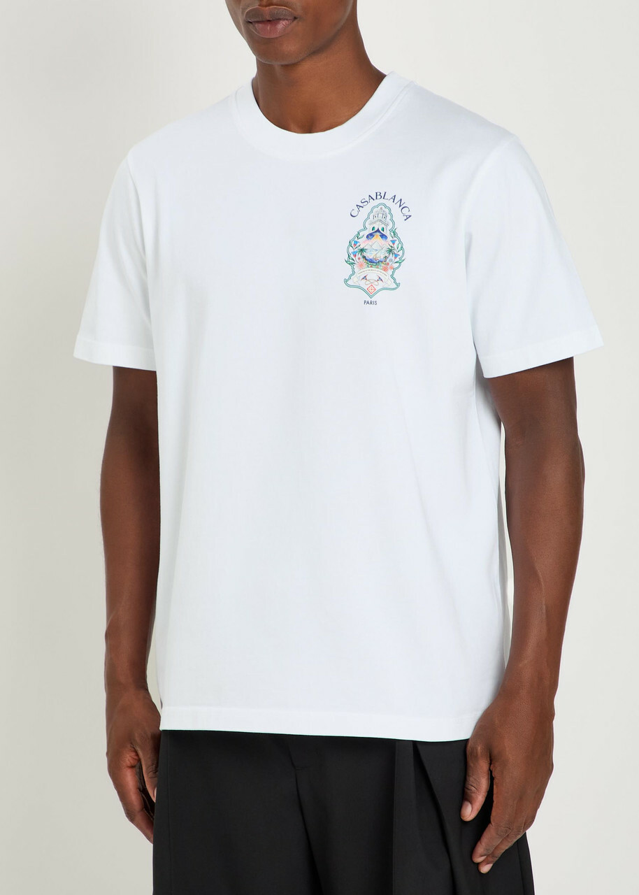 Casablanca Hotel Printed Cotton T-shirt White