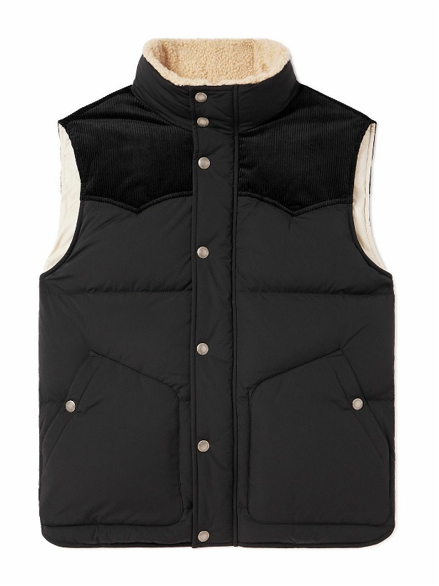 Photo: Brunello Cucinelli - Cotton-Corduroy and Shearling-Trimmed Shell Down Gilet - Black