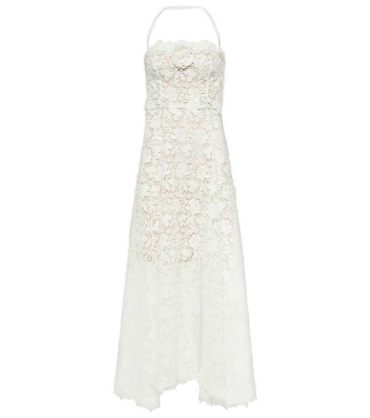 Photo: Oscar de la Renta Floral-appliqué guipure lace gown