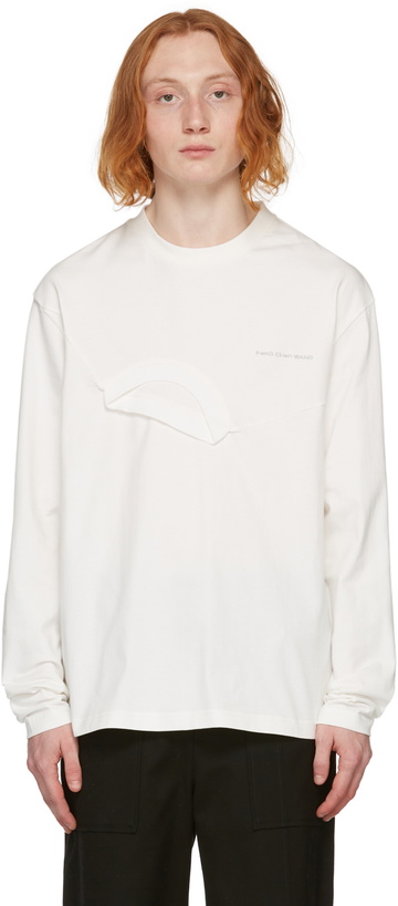 Photo: Feng Chen Wang White Double Collar Long Sleeve T-Shirt