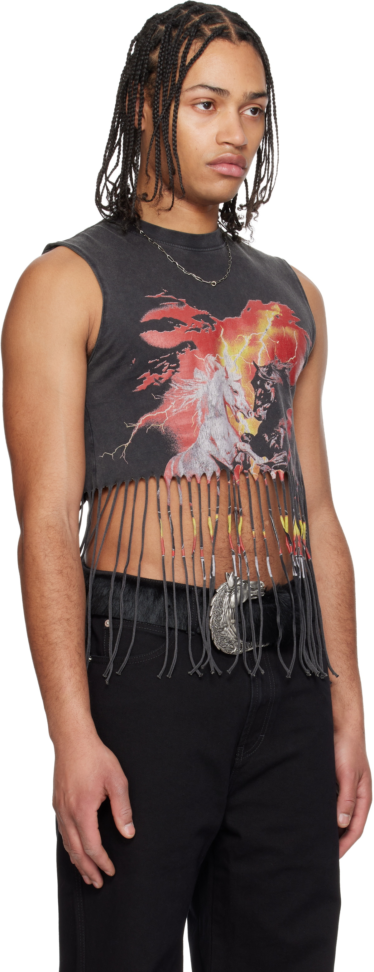 LU'U DAN Gray 'Year of the Horse' Bronco T-shirt