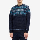 Jamieson's of Shetland Men's Nordic Fair Isle Crew Knit in Navy