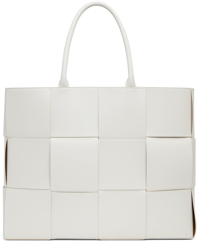 Photo: Bottega Veneta White Large Intrecciato Arco Tote