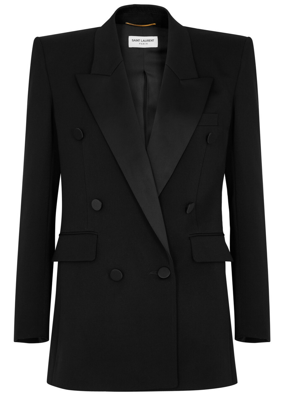 Saint Laurent Women's Black Double-breasted Wool Blazer Size