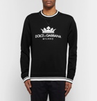 Dolce & Gabbana - Logo-Print Loopback Cotton-Blend Jersey Sweatshirt - Black