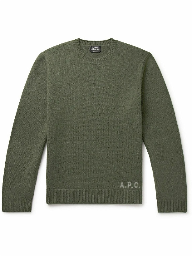 Photo: A.P.C. - Edward Logo-Print Virgin Wool Sweater - Green