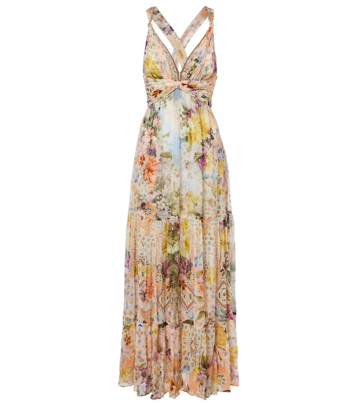 Photo: Camilla Embellished floral silk maxi dress