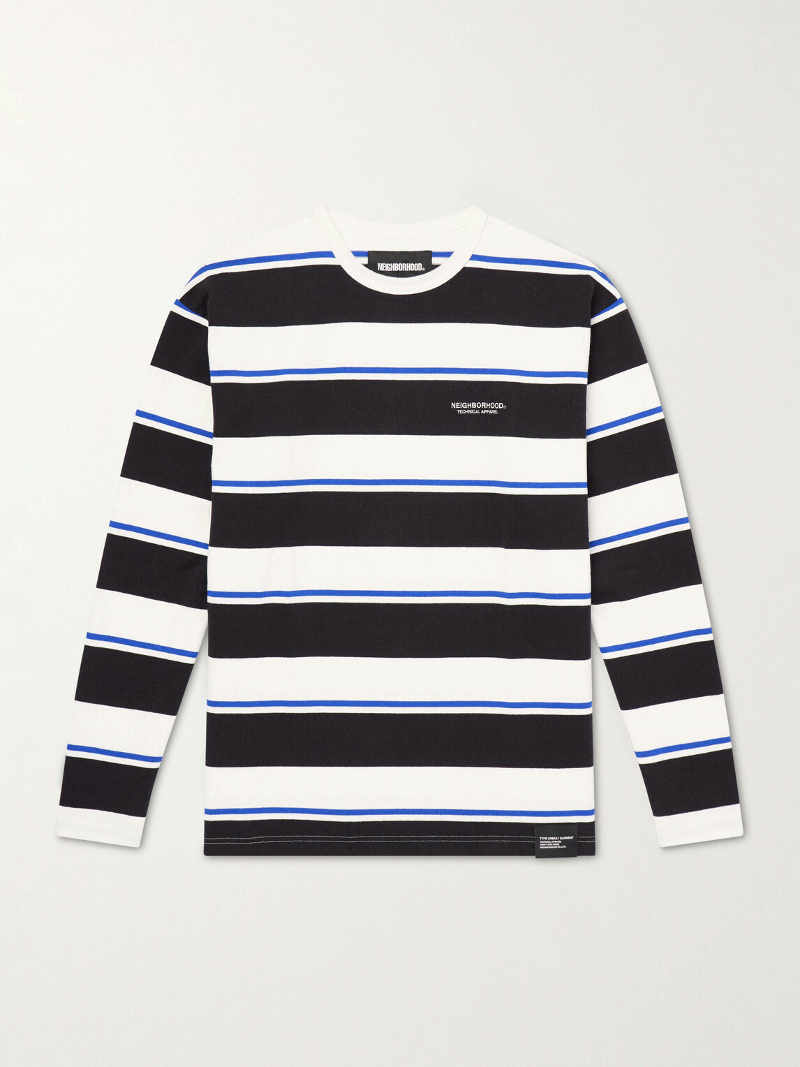Neighborhood - Logo-Embroidered Striped Cotton-Jersey Sweater - Blue