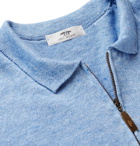 Inis Meáin - Knitted Linen and Cotton-Blend Half-Zip Polo Shirt - Blue