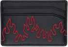 Hugo Black Faux-Leather Flame Artwork Card Holder