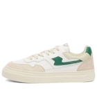 Stepney Workers Club Men's Pearl S-Strike Leather Sneaker in White/Spring Green