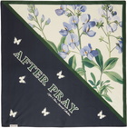 AFTER PRAY Navy & Green Flower Symbol Silk Scarf
