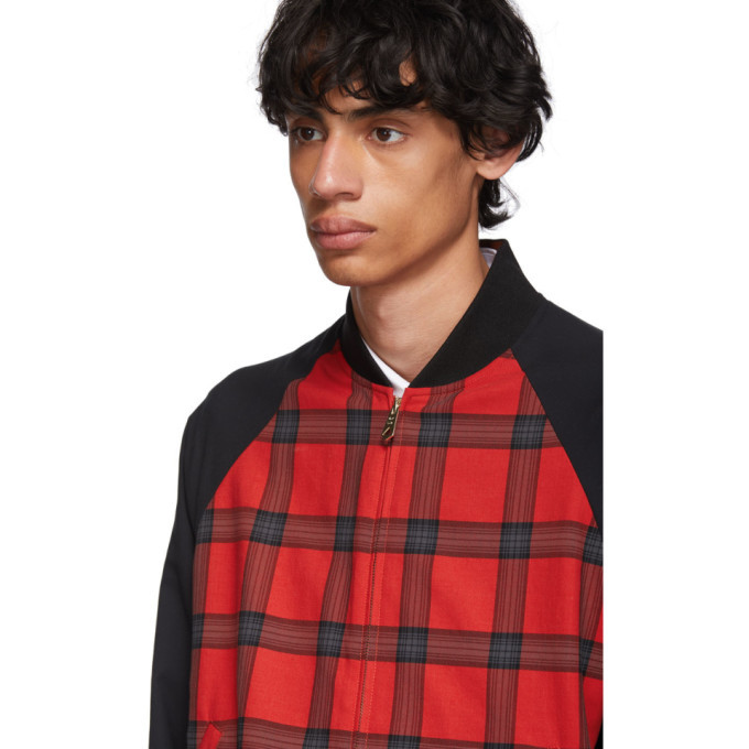 Plaid Bomber Jacket Red Black Checked Jacket Paul Smith Red