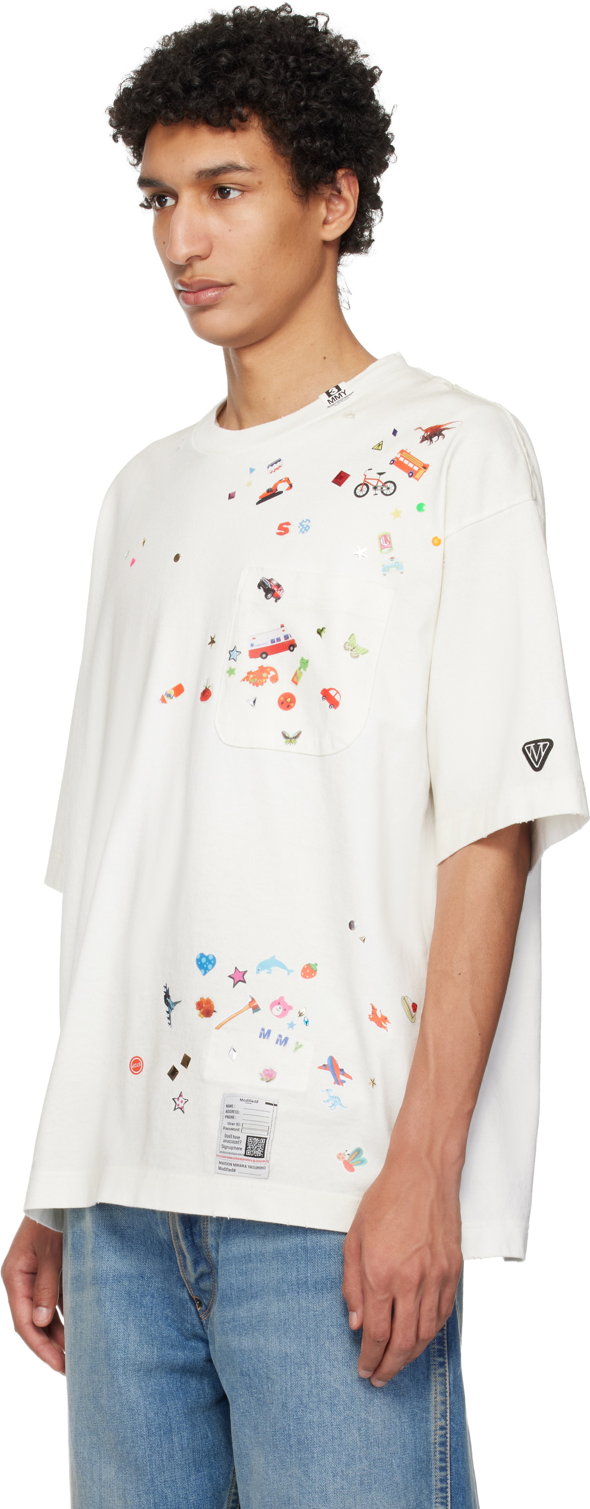 Maison MIHARA YASUHIRO Off-White Kids Sticker Printed T-shirt