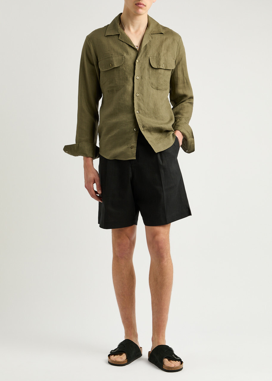 Gusari Côte D'azur Linen Shorts Black