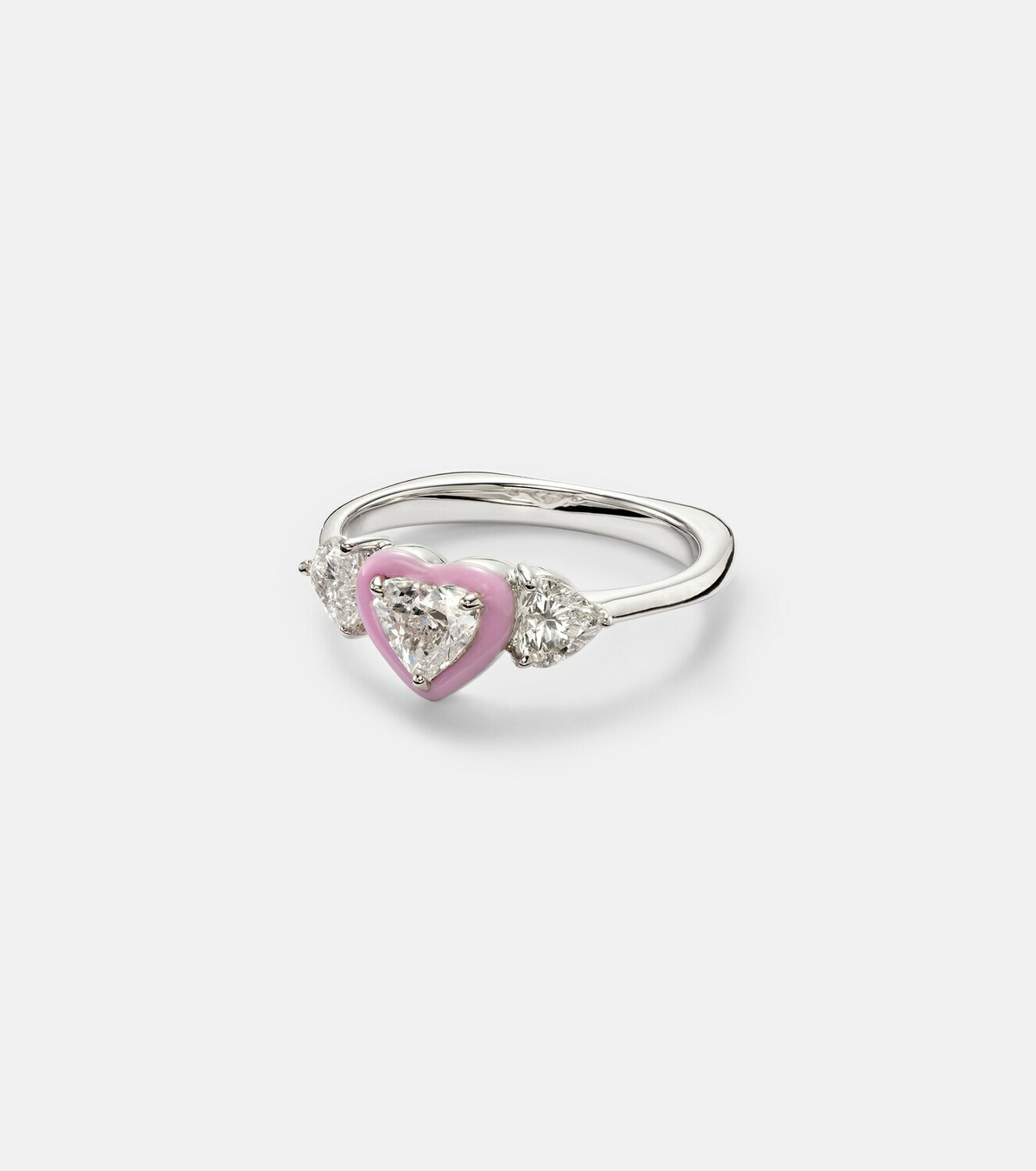 Kamyen 18kt white gold and enamel ring with diamonds