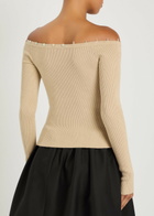 Staud Keaton Off-the-shoulder Wool and Cotton-blend top Light Pink