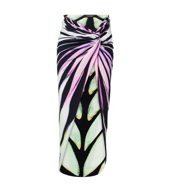 Photo: Roberto Cavalli Gathered printed midi skirt