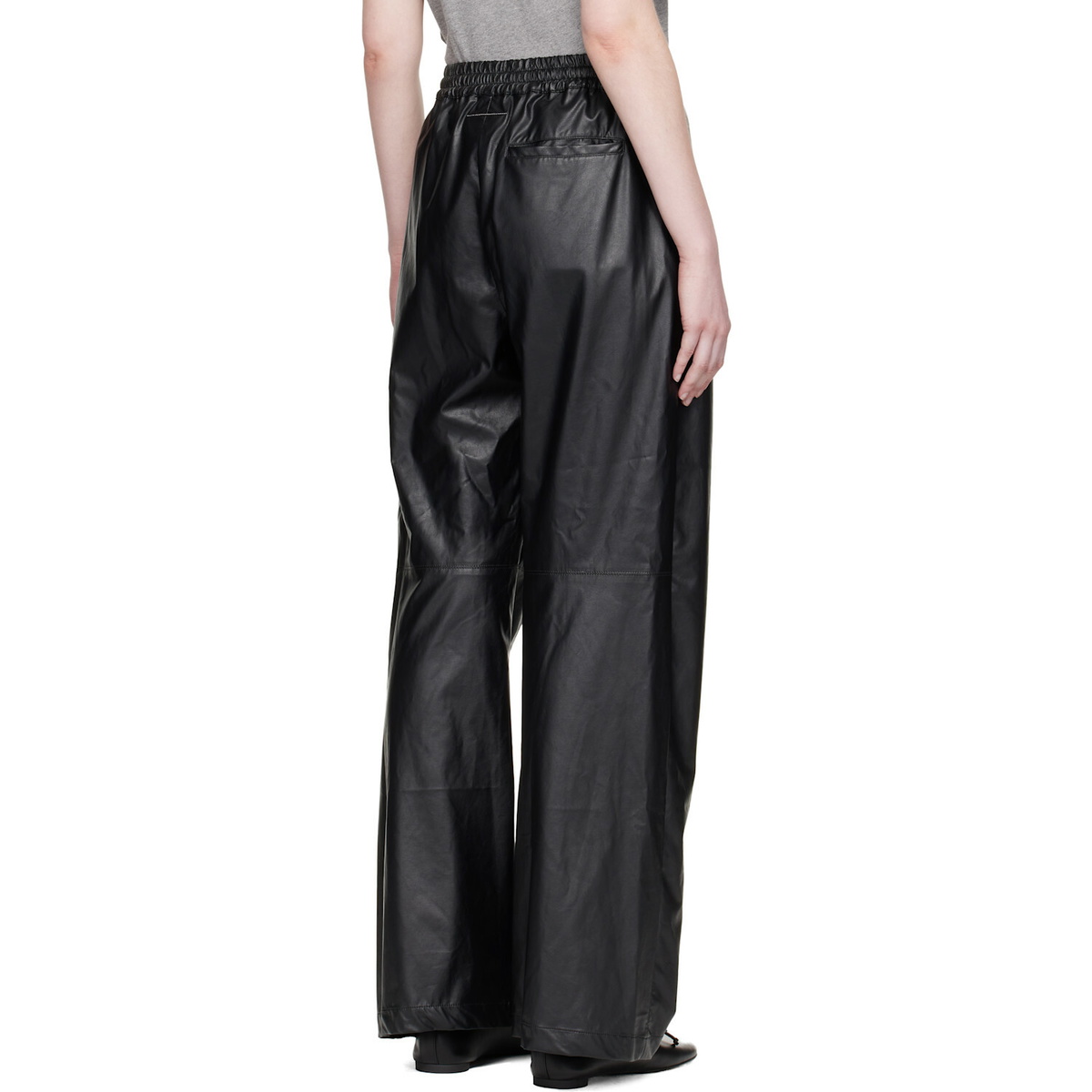 MM6 Maison Margiela Black Light Wide-Leg Faux-Leather Trousers