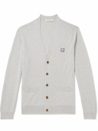 Maison Kitsuné - Slim-Fit Logo-Appliquéd Wool Cardigan - Gray