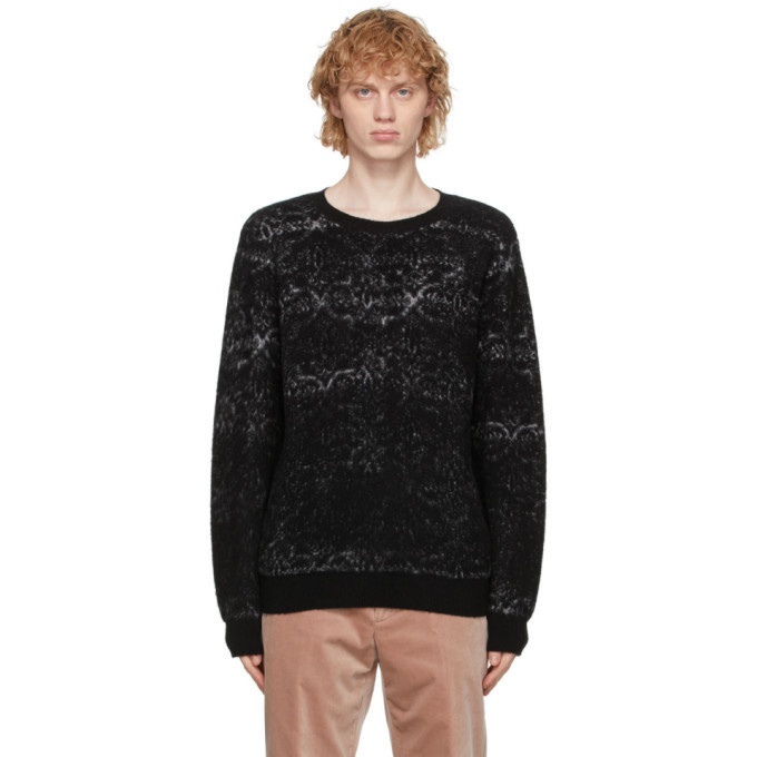 Photo: Rochas Homme Black and Grey Brushed Jacquard Sweater