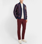 Polo Ralph Lauren - Shawl-Collar Embroidered Striped Cotton-Blend Jersey Cardigan - Men - Navy