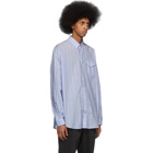 Schnaydermans Blue and White Cotton Silk Stripe Shirt