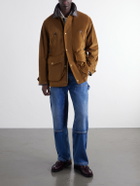 Drake's - Leather-Trimmed Suede Jacket - Brown