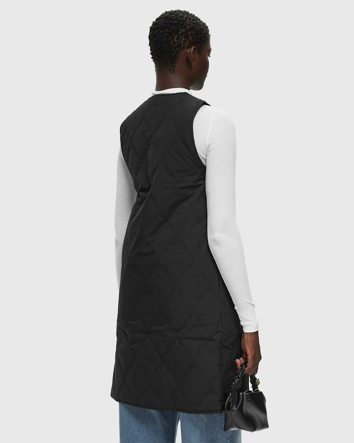 Ganni Tech Seersucker Oversized Shell Coat Black Coats GANNI