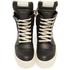 Rick Owens Black and Off-White Geobasket High-Top Sneakers