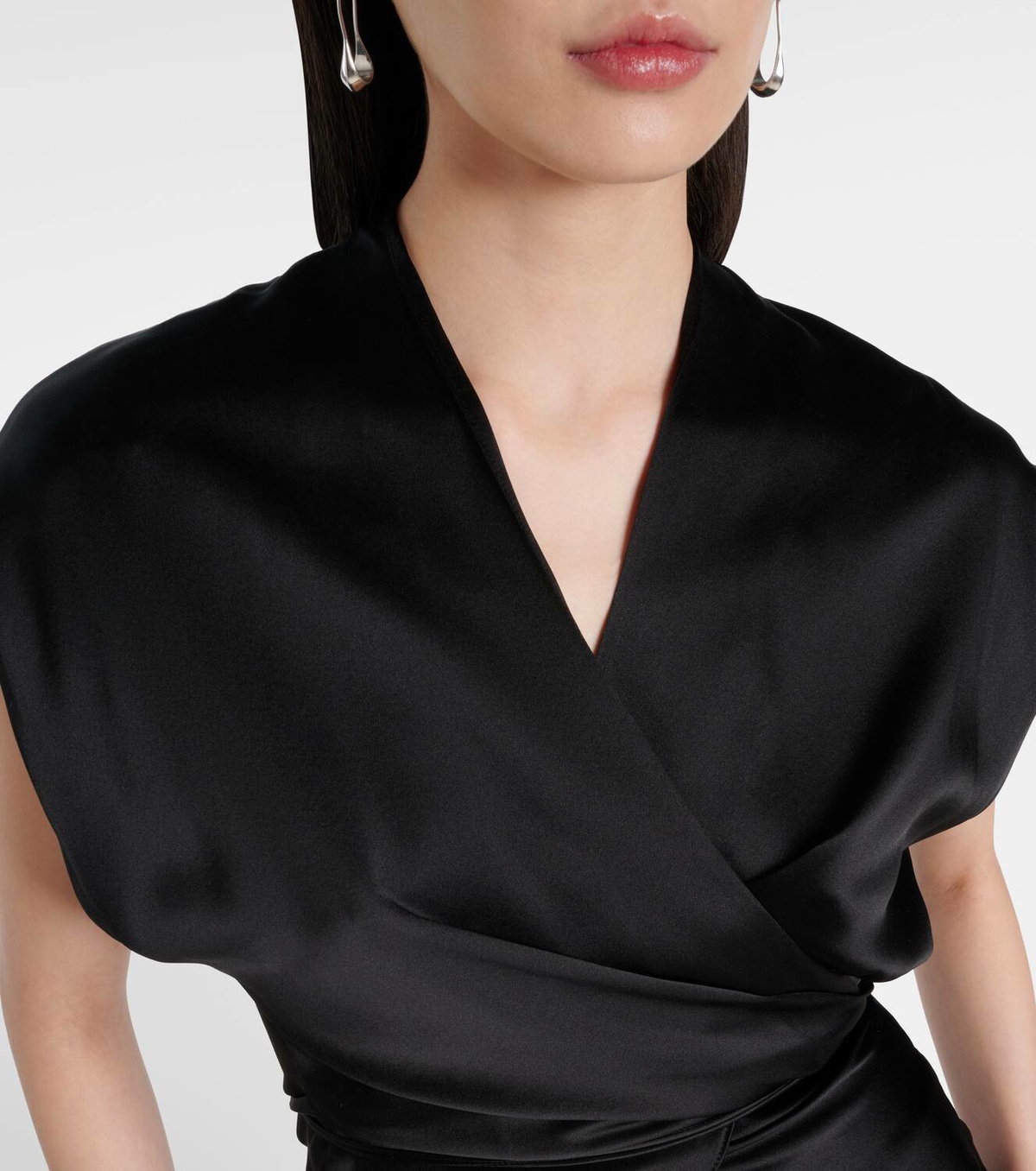 The Sei Draped gathered silk charmeuse top