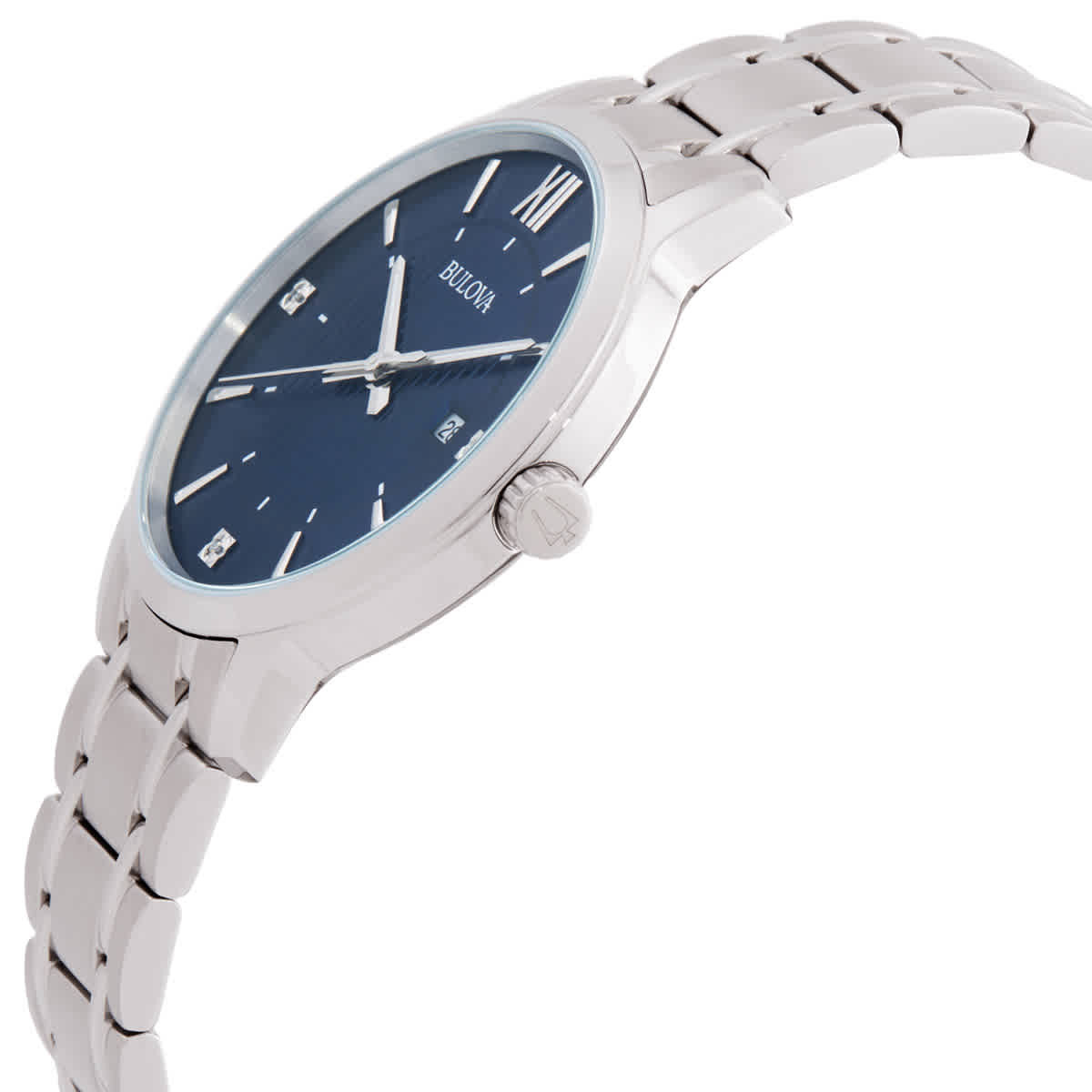 Bulova Classic Quartz Crystal Blue Dial Watch Box Set Watch 96X159