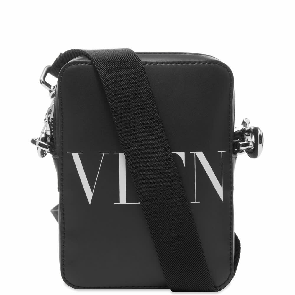 Vltn Leather Crossbody Bag for Man in Black