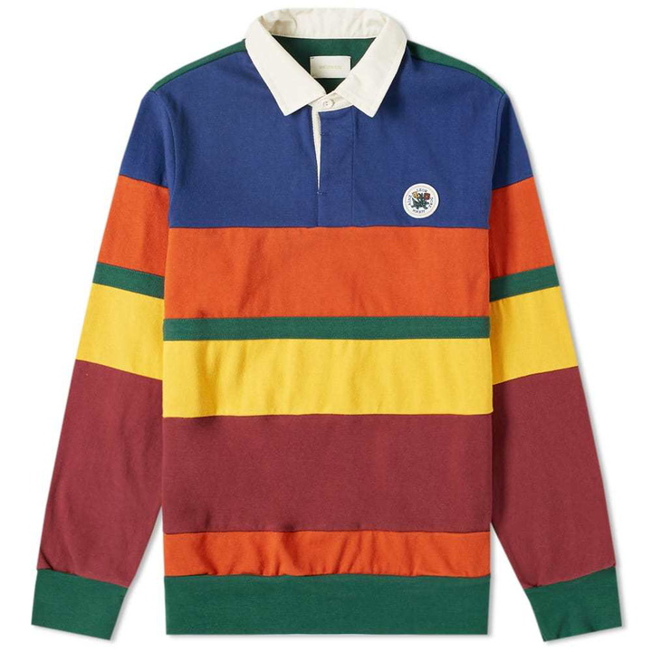 Photo: Aim&eacute; Leon Dore Colour Block Rugby Shirt Navy, Rust & Green