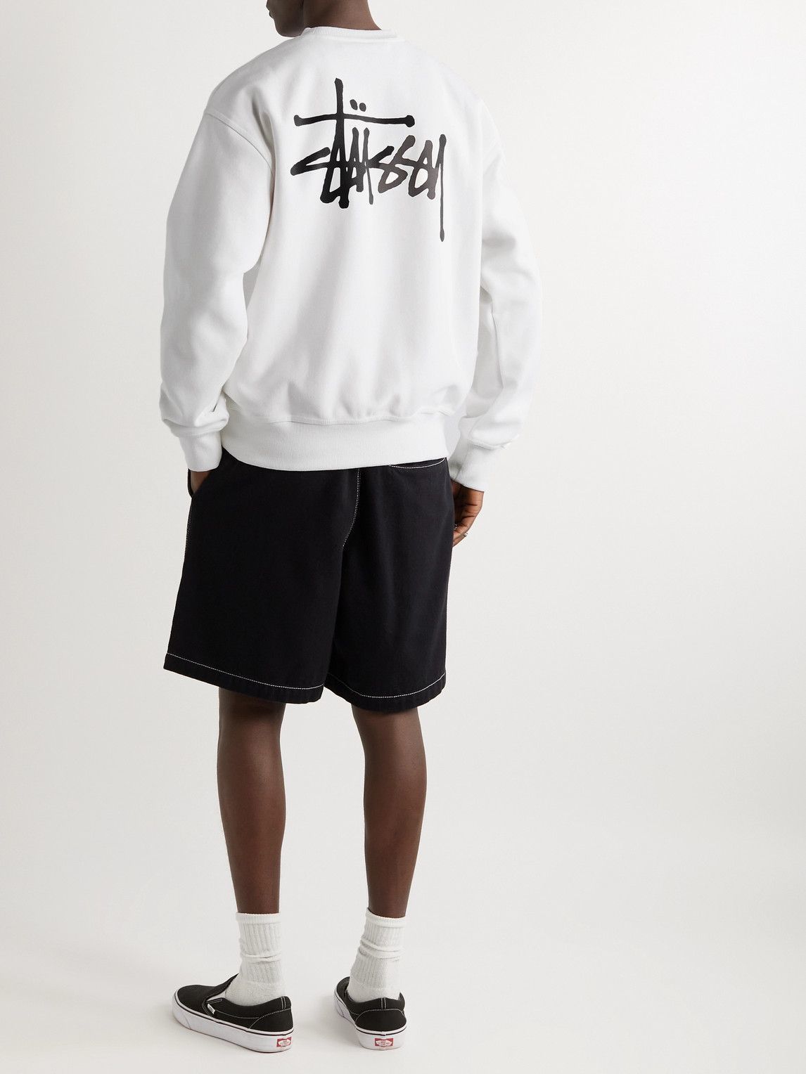Stussy - Logo-Print Cotton-Blend Jersey Sweatshirt - White