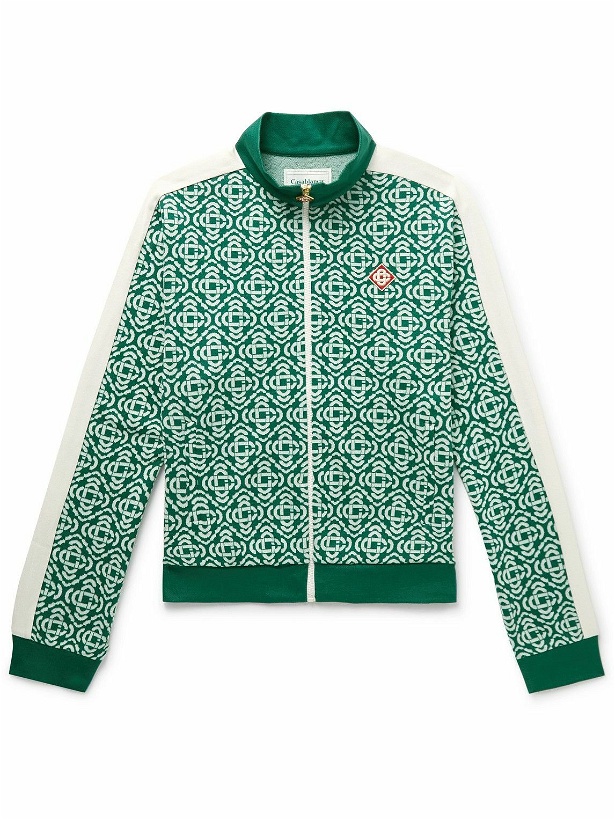 Photo: Casablanca - Slim-Fit Logo-Jacquard Cotton-Blend Track Jacket - Green
