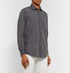 Massimo Alba - Micro-Checked Cotton-Poplin Shirt - Gray