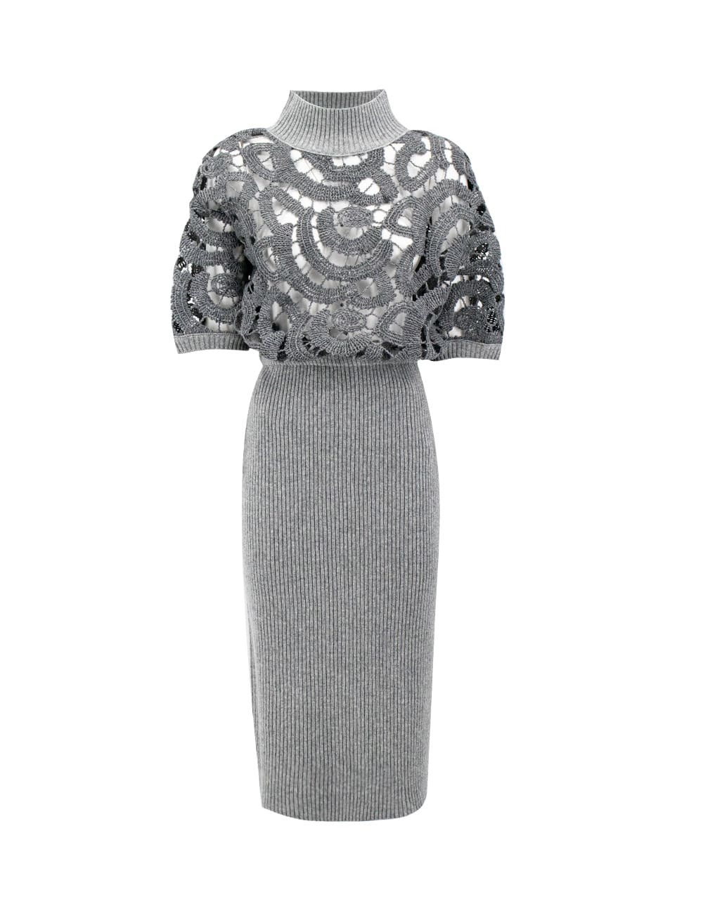 オールインワン・サロペット Fabiana Filippi Knit Dress With Lace Hemline Fabiana Filippi Knit Dress With Lace Hemline In Neutral
