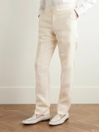Favourbrook - Slim-Fit Herringbone Linen and Silk-Blend Suit Trousers - Neutrals