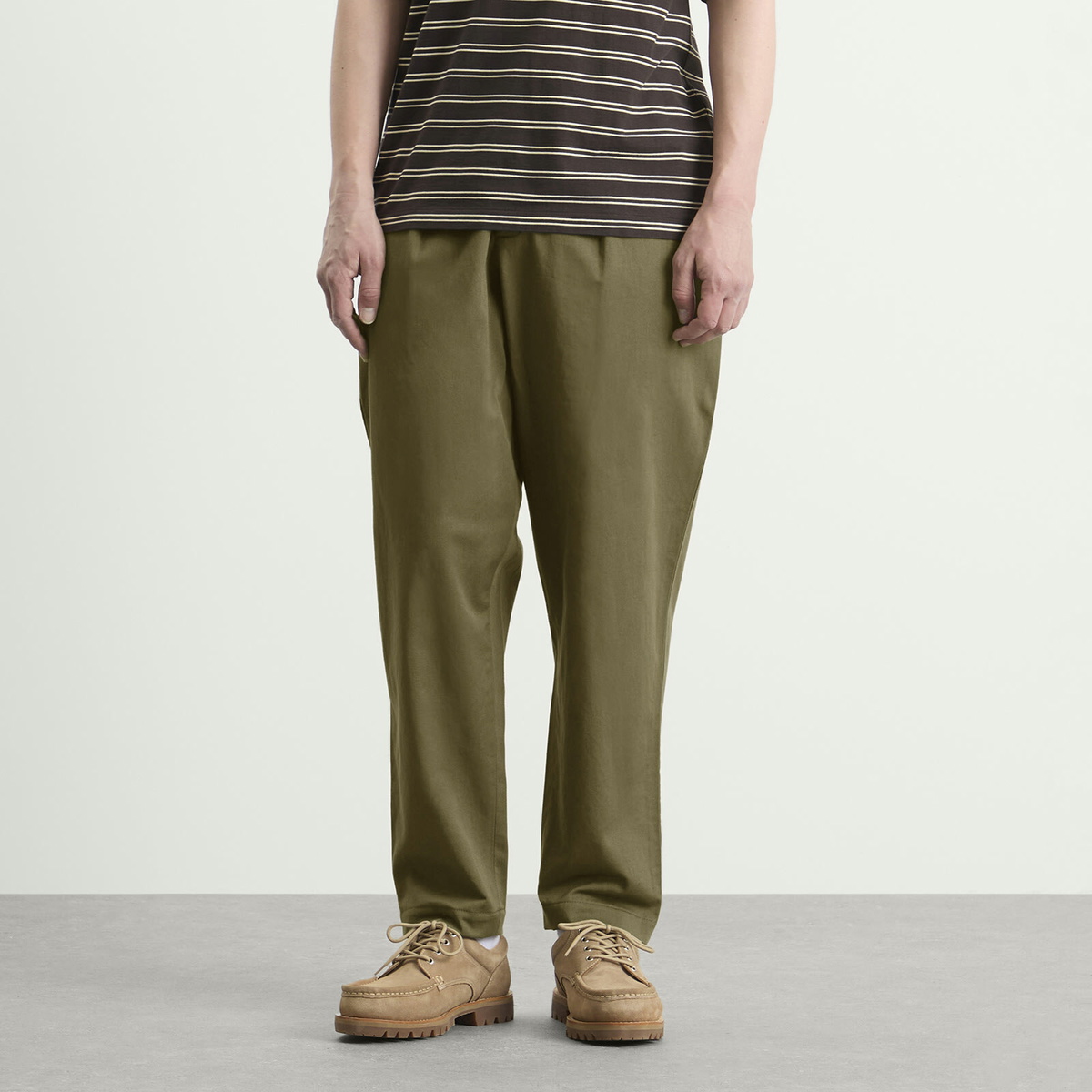 Universal Works Men's Twill Pleated Track Pant in Light Olive