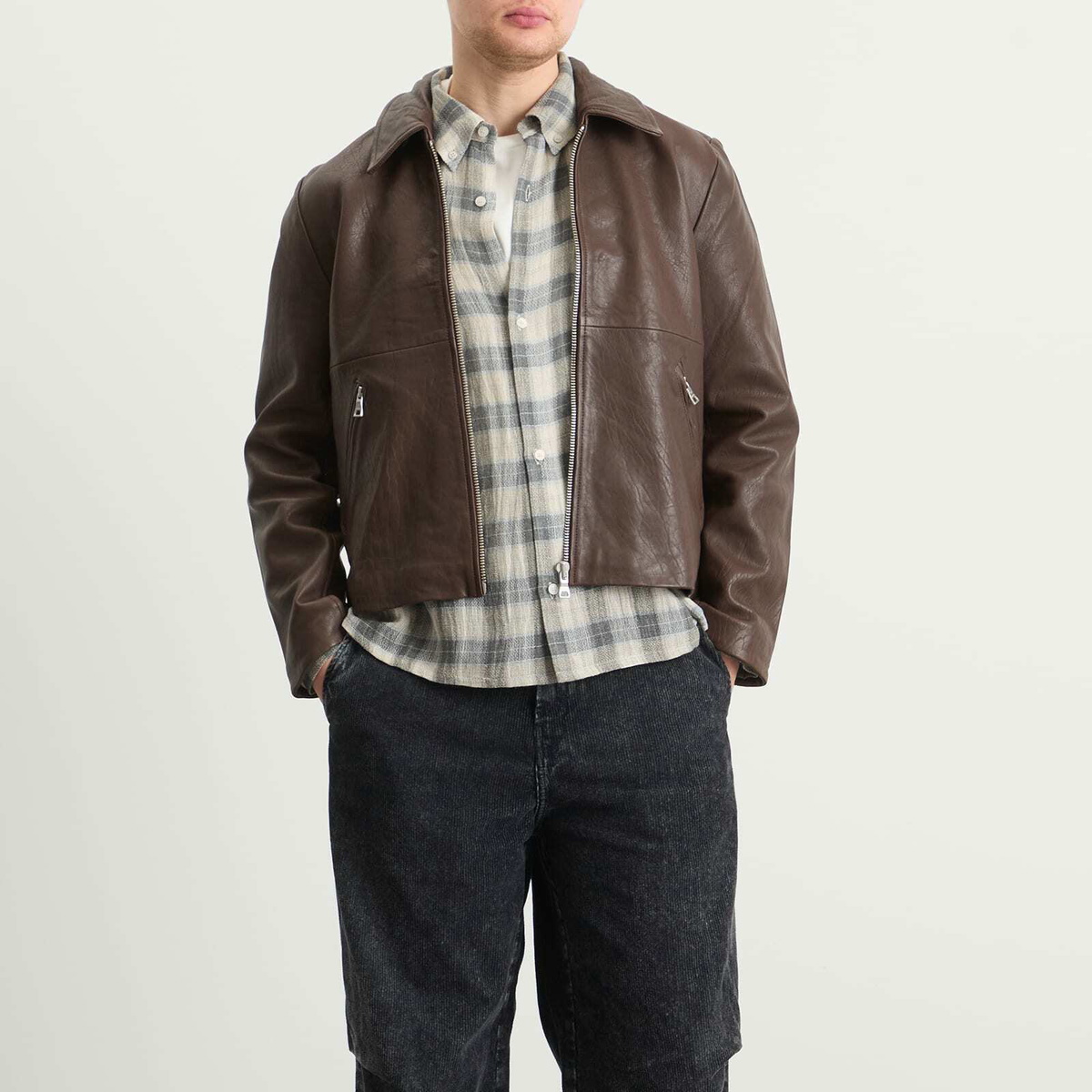 Won Hundred Men's Dutton Leather Jacket in Carafe Brown