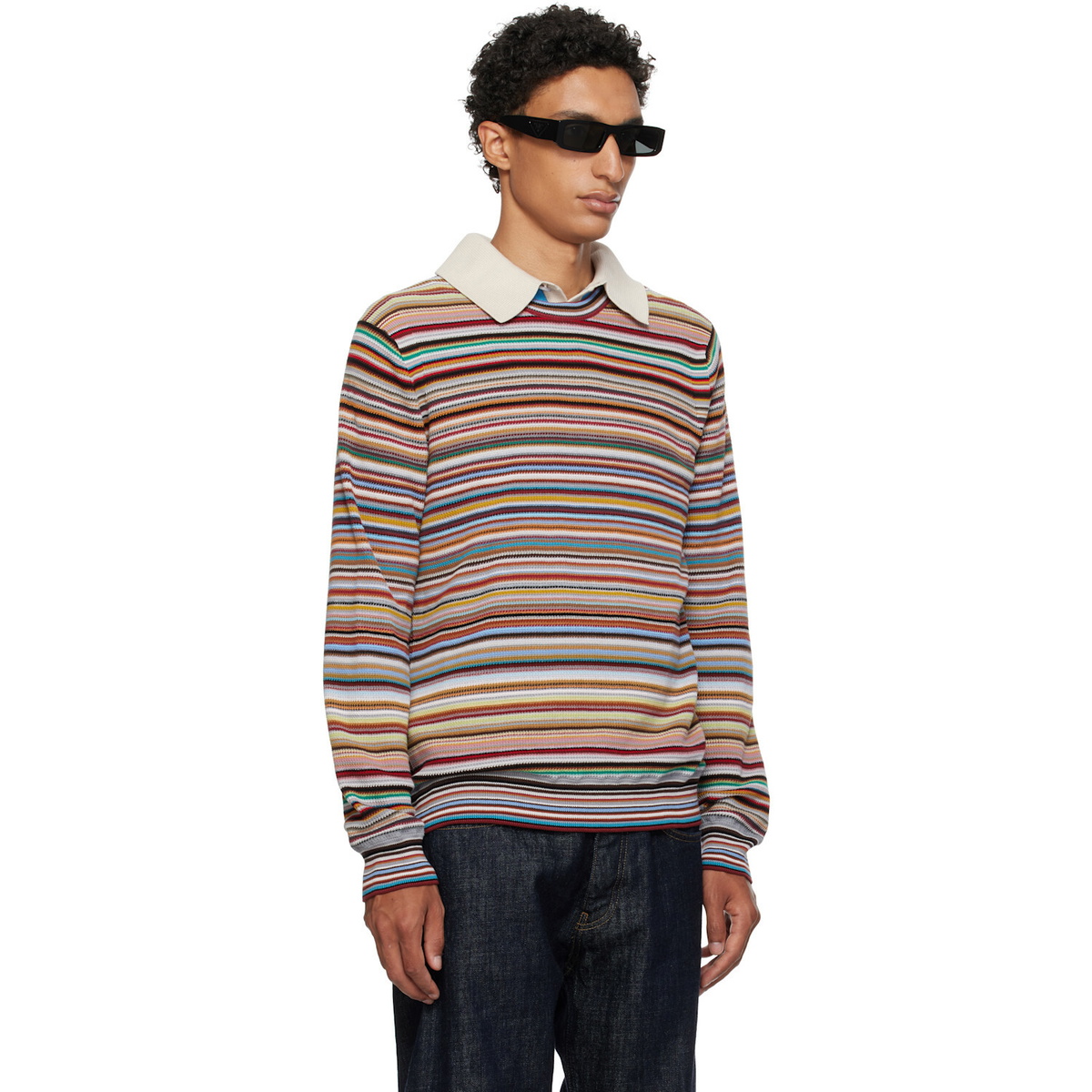 Paul Smith Multicolor 'Signature Stripe' Textured-Cotton Sweater