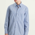 Carter Young Men's Western Business Shirt in Blue Static Stripe