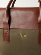 Bennett Winch - Leather-Trimmed Cotton-Twill Briefcase - Green