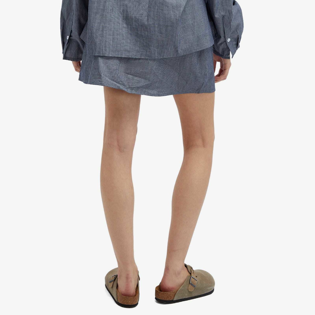 Deiji Studios Women's Placket Skirt in Blue Pinstripe