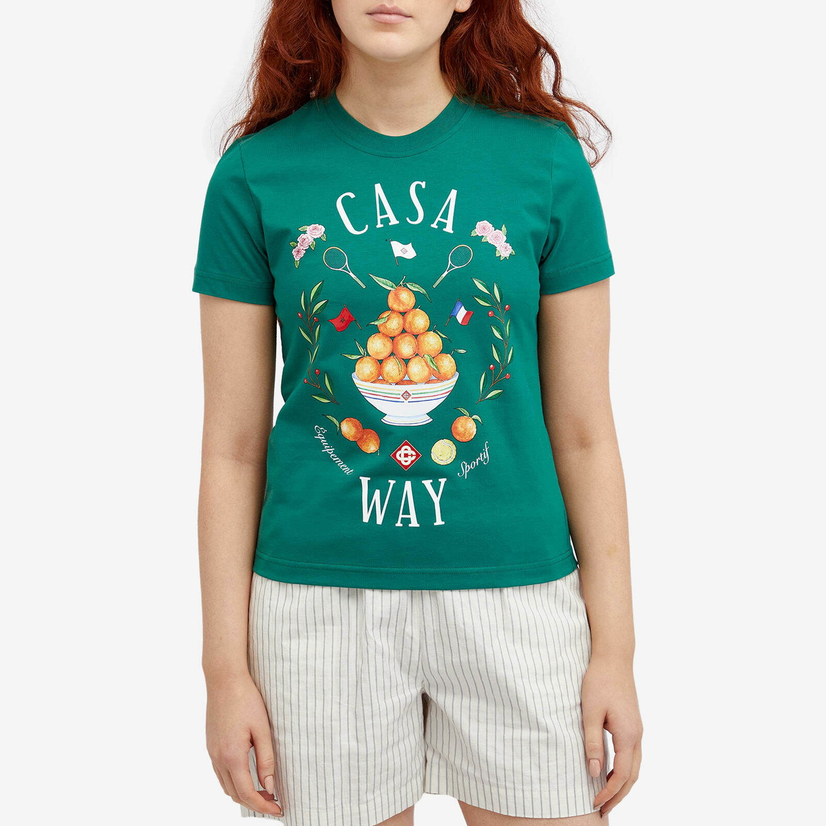 Casablanca Women's Casa Way Fitted T-Shirt in Green Casablanca