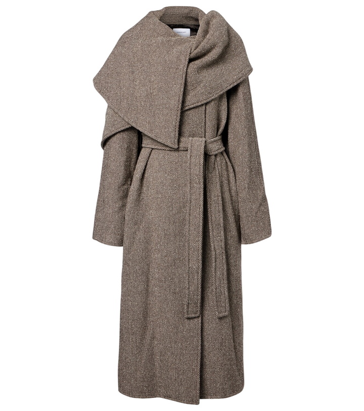 Photo: Ferragamo Herringbone caped wool and cotton wrap coat