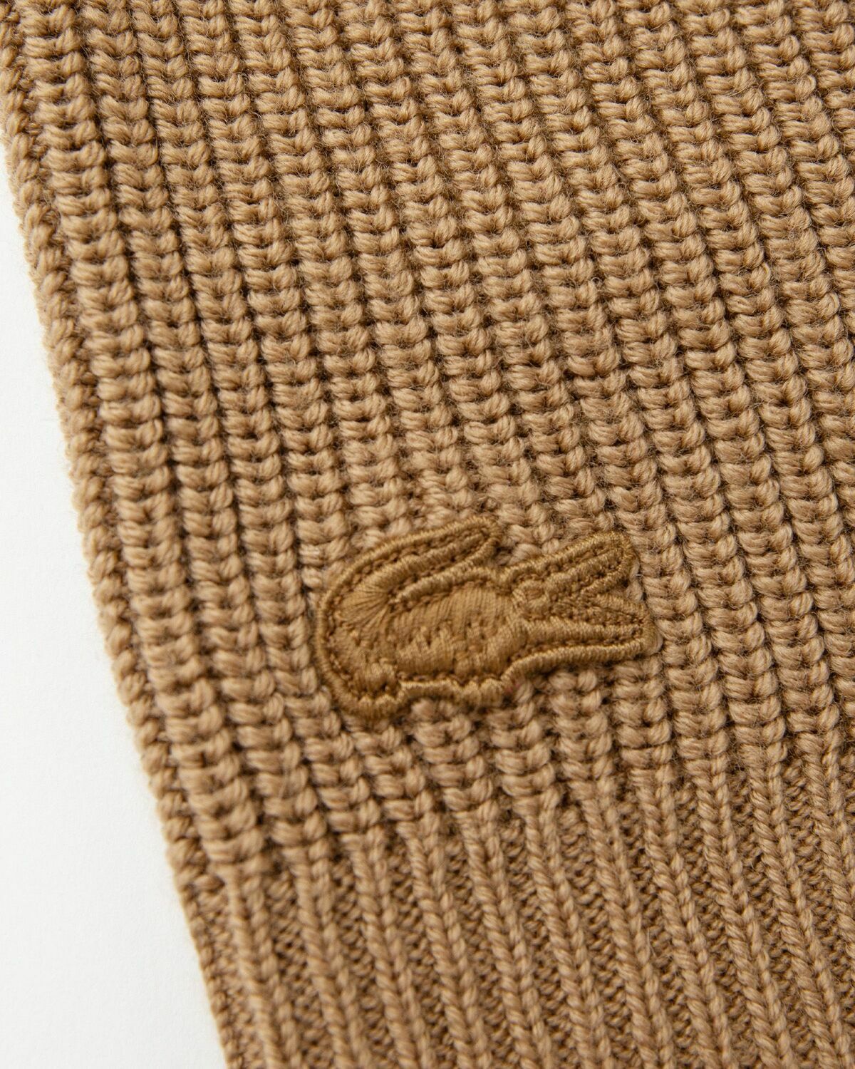 Lacoste Ribbed Wool Balaclava With Visor Brown Balaclavas