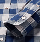 Canali - Checked Cotton and Linen-Blend Shirt - Men - Navy