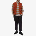 Universal Works Men's Wool Fleece Zip Waistcoat in Orange